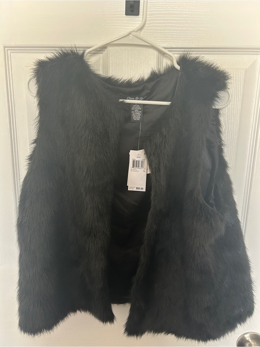 Chelsea & Violet Black Faux Fur Vest